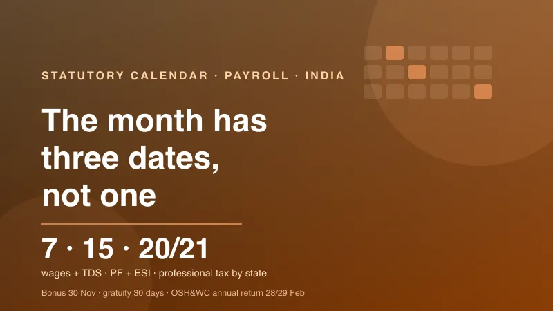 The statutory compliance calendar for employers: the dates payroll has to hit
